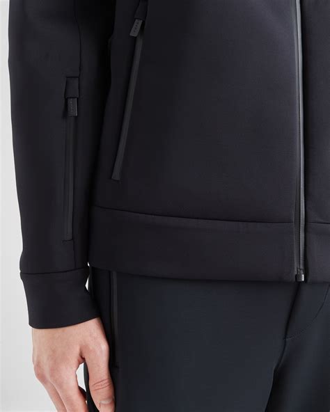 prada racoon hood|Black Technical Fabric Down Jacket With Hood .